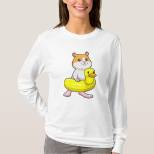 Camiseta Hamster en la playa con pato como anillo de nataci