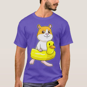 Camiseta Hamster en la playa con pato como anillo de nataci