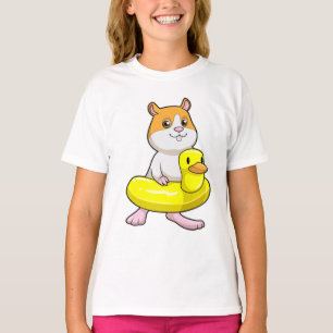 Camiseta Hamster en la playa con pato como anillo de nataci