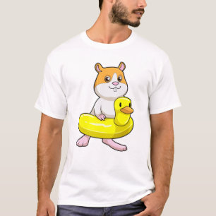 Camiseta Hamster en la playa con pato como anillo de nataci