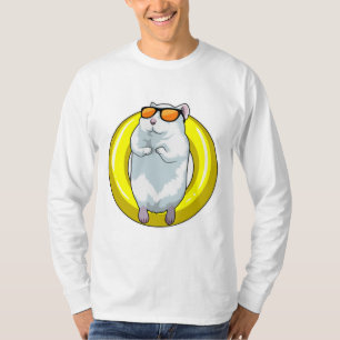Camiseta Hamster en Natación con anillo de natación