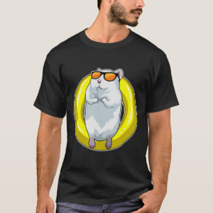 Camiseta Hamster en Natación con anillo de natación