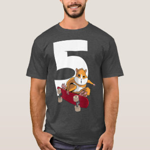 Camiseta Hamster en Skateboard 5 años 5 cumpleaños