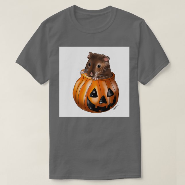 Camiseta Hámster en una calabaza obra de arte original de S (Diseño del anverso)