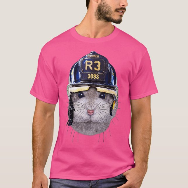 Camiseta Hámster enano de zafiro en casco de bomberos (Anverso)