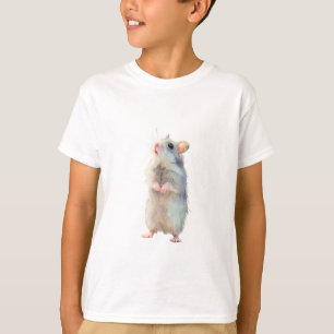Camiseta Hámster Erguido Acuarela Azul Niños