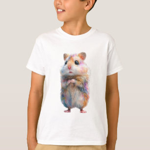 Camiseta Hamster Esponjoso Acuarela Arcoíris Niños