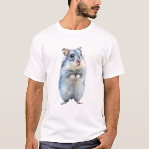 Camiseta Hámster Gráfico de Invierno Azul de Pie Hombres