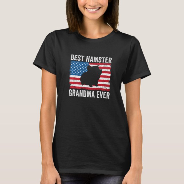 Camiseta Hamster Grandma Bandera Estadounidense Funny Hamst (Anverso)