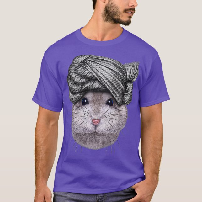 Camiseta Hamster gris enano con la cabeza de turbante (Anverso)