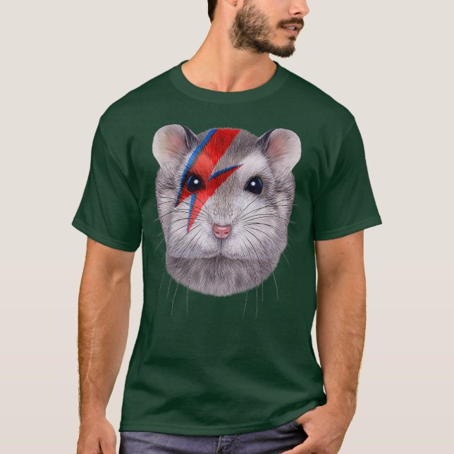 Camiseta Hamster gris enano con perno rojo relámpago (Anverso)