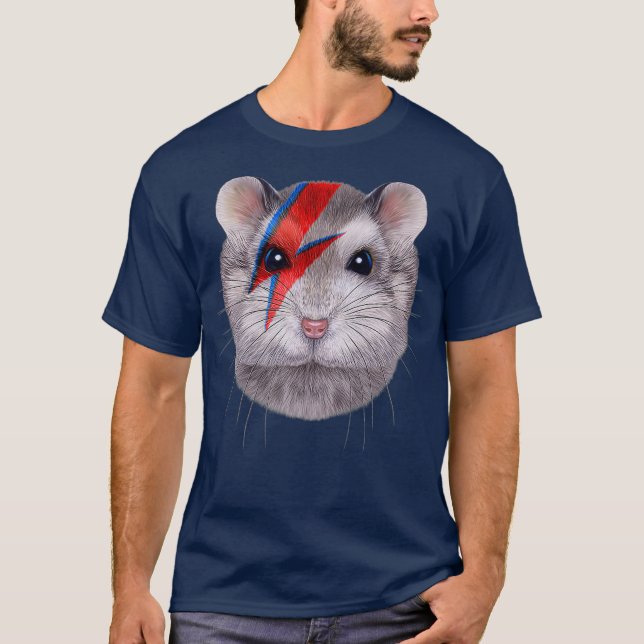 Camiseta Hamster gris enano con perno rojo relámpago (Anverso)