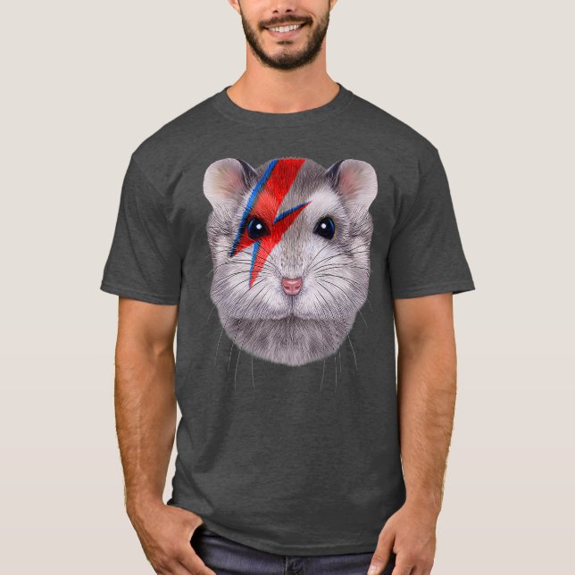 Camiseta Hamster gris enano con perno rojo relámpago (Anverso)
