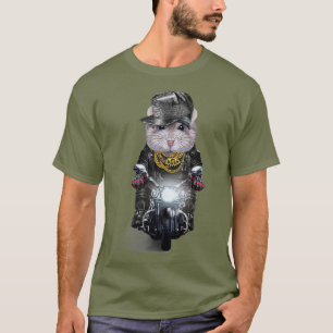Camiseta Hamster gris enano usando Hip Hop Cap Riding