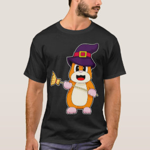 Camiseta Hamster Halloween Witch Broom