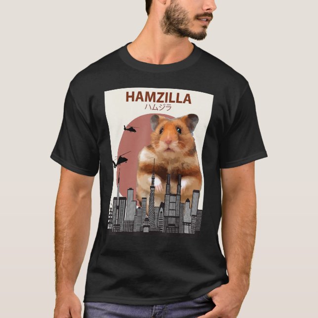 Camiseta Hamster Hamzilla-Cuidada Por Hamster (Anverso)