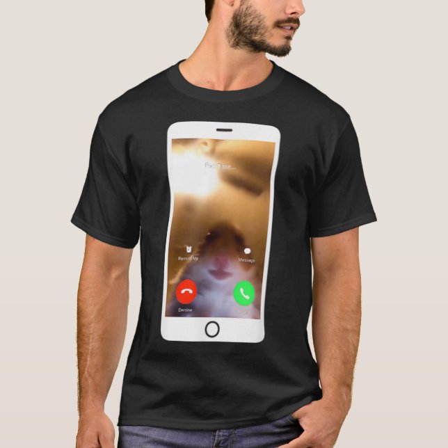 Camiseta Hámster llamando meme frente frente a cámara Funny (Anverso)