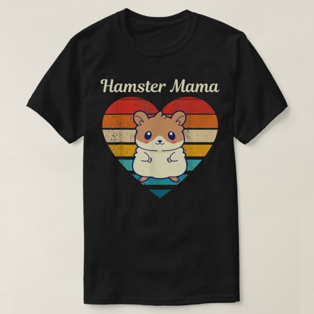 Camiseta Hamster Mama Cute Hamster Design Retro Heart Shape (Diseño del anverso)