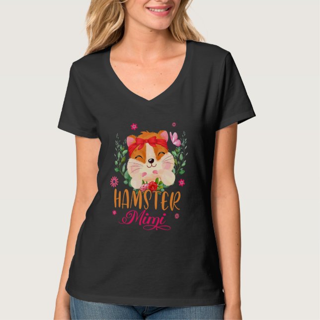 Camiseta Hamster Mimi Cute Flores Hamster Bow Tie Mother' (Anverso)