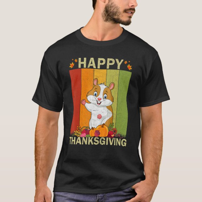 Camiseta Hamster  Retro Graphic Family Matching Thanksgivin (Anverso)