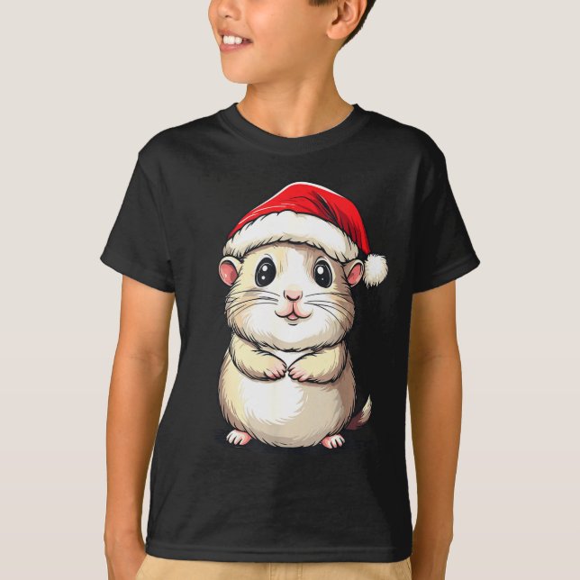 Camiseta Hamster Santa Hat Pet Lover Boys Girls Kids Christ (Anverso)