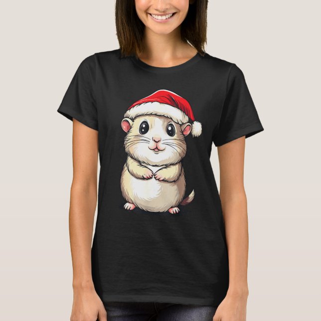 Camiseta Hamster Santa Hat Pet Lover Boys Girls Kids Christ (Anverso)