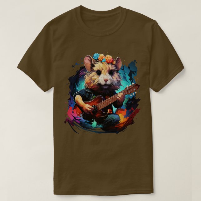 Camiseta Hamster Tocando guitarra (Diseño del anverso)