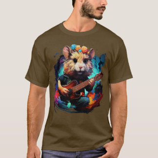 Camiseta Hamster Tocando guitarra