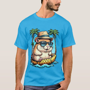 Camiseta Hámster Tropical en Flotador de Piña Lindo Verano 