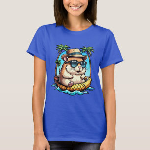 Camiseta Hámster Tropical en Piña Flotante Lindo Verano