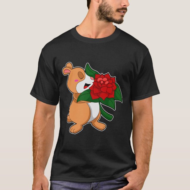 Camiseta Hamster with Flower Rose (Anverso)