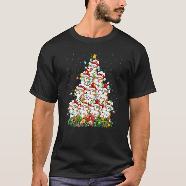 Camiseta Hamster  Xmas Lights Santa Hamster Christmas Tree (Anverso)
