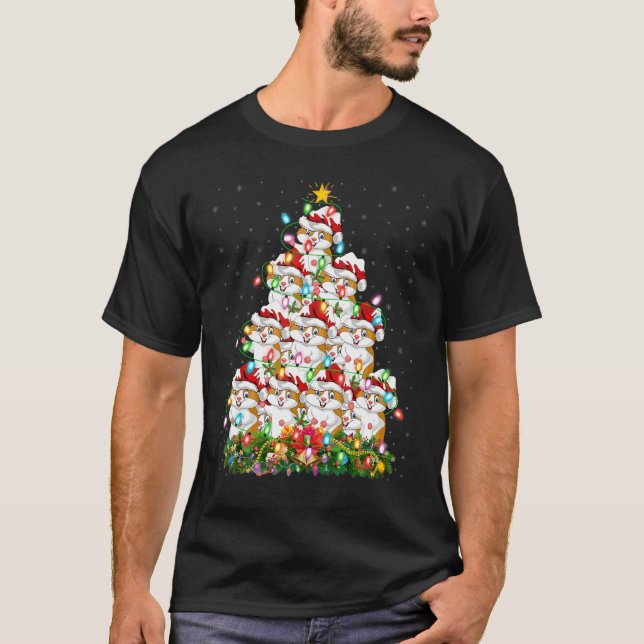 Camiseta Hamster   Xmas Lights Santa Hamster Christmas Tree (Anverso)