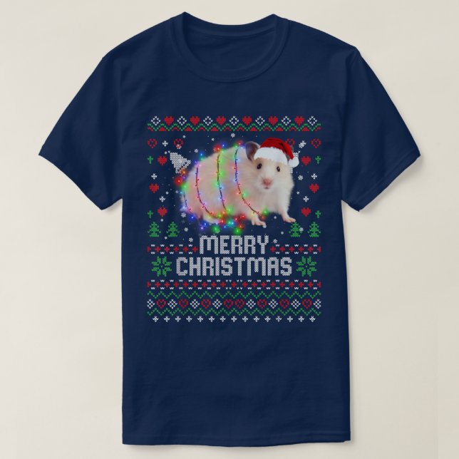 Camiseta Hamsters Santa Hat Animal Christmas Tree Lights Ho (Diseño del anverso)