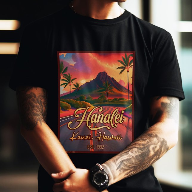 Camiseta Hanalei Kauai Hawaii Ruta del Volcán Retro de los  (Subido por el creador)