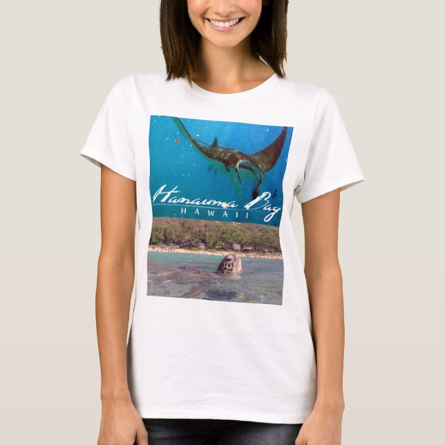 Camiseta Hanauma Bay Oahu Hawaii Manta Ray y Turtle (Anverso)