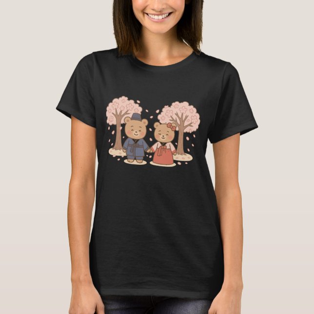 Camiseta Hanbok Bears Cherry Blossom T-Shirt (Anverso)