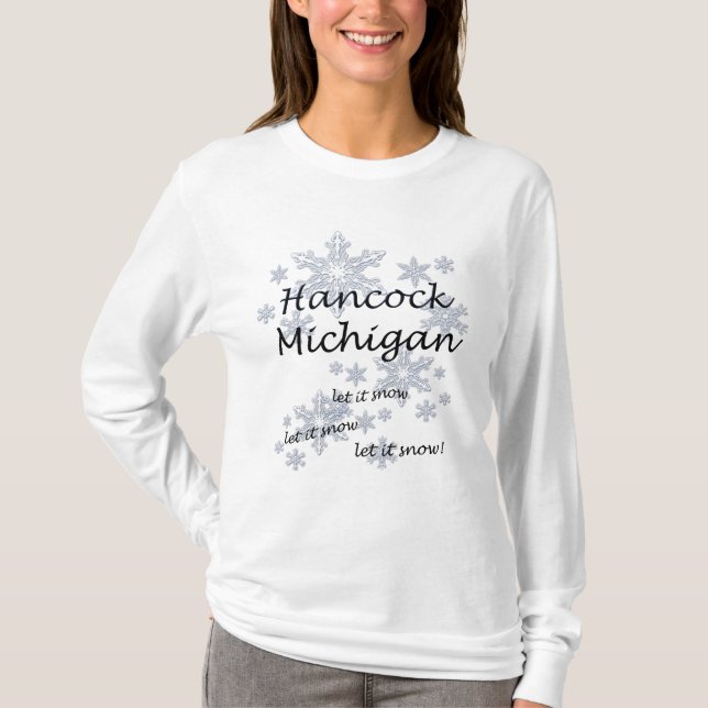 Camiseta Hancock Michigan Snowflake Snow Snow (Anverso)