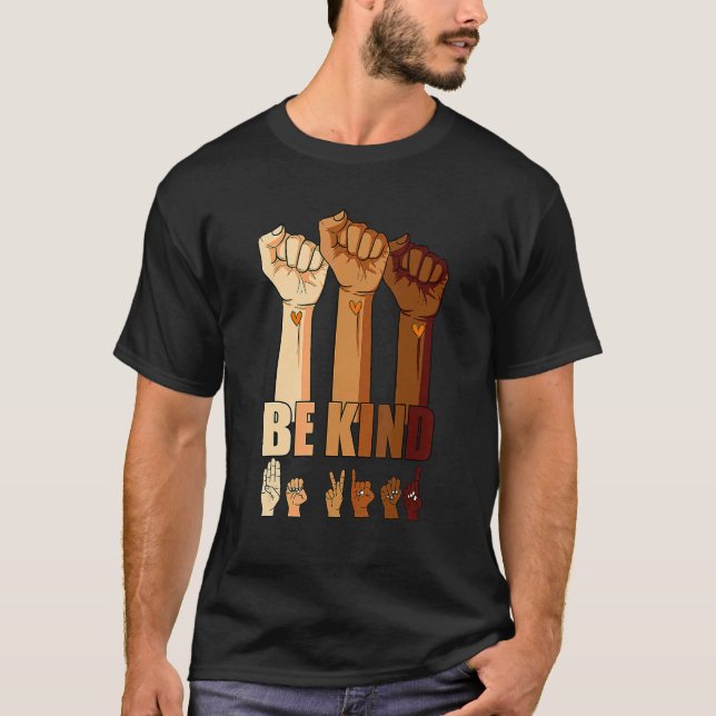 Camiseta Hand Be Kind Sign Language We Wear Orange For Unit (Anverso)