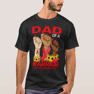 Camiseta Hand Dad Of A Warrior Hiv Awareness Sunflower