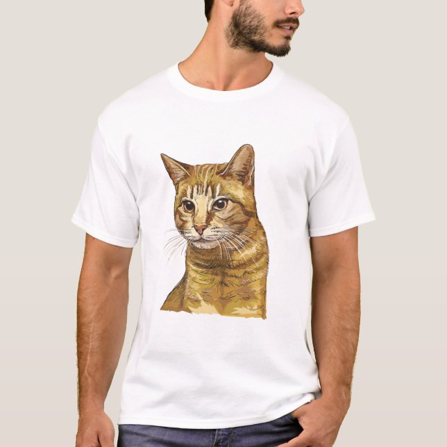 Camiseta Hand drawing funny red tabby cat (Anverso)
