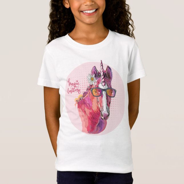 Camiseta Hand drawing pink Unicorn (Anverso)
