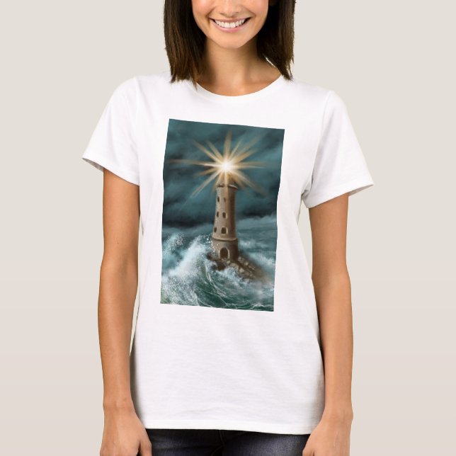 Camiseta hand drawn and painted light house by the sea (Anverso)