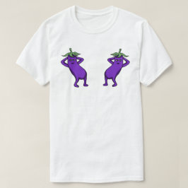Camiseta Hand Drawn Cartoon Cute Eggplants Posing
