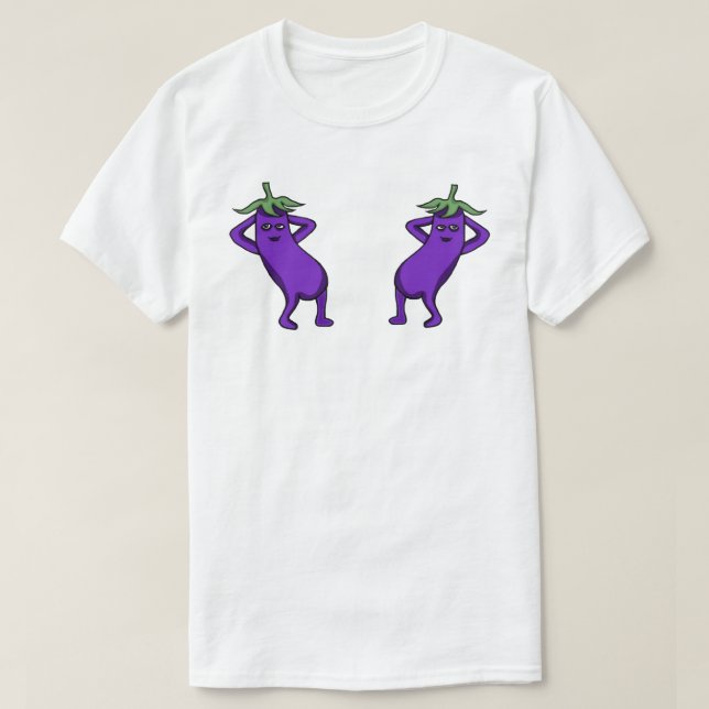 Camiseta Hand Drawn Cartoon Cute Eggplants Posing (Diseño del anverso)