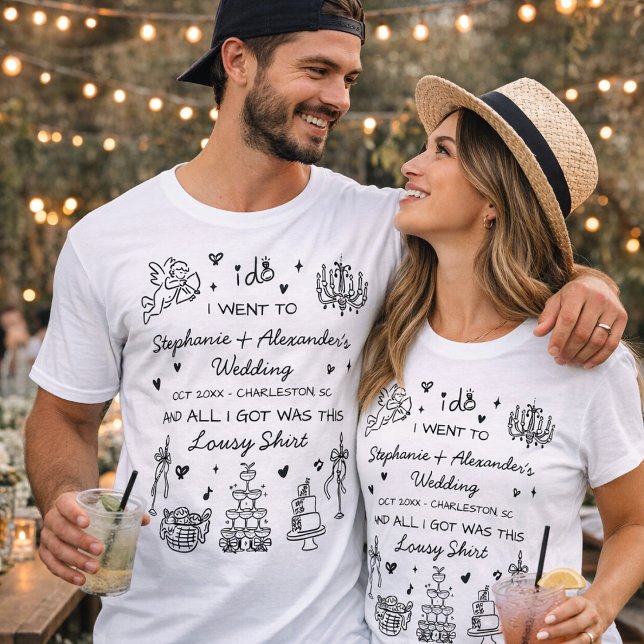 Camiseta Hand Drawn Funny Custom Wedding Favor Merch (Subido por el creador)