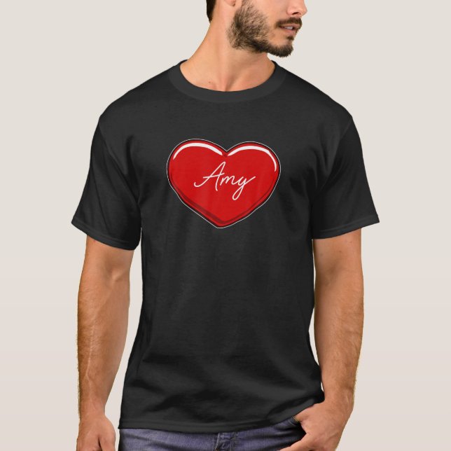 Camiseta Hand Drawn Heart Amy - First Name Hearts I Love Am (Anverso)