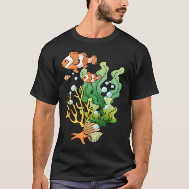 Camiseta Hand drawn tropical fish on a coral reef (Anverso)