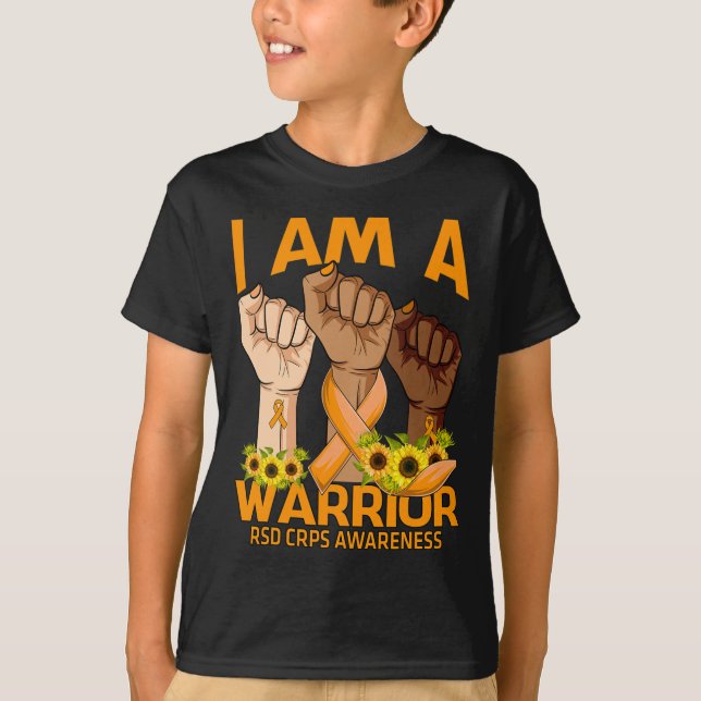 Camiseta Hand I Am A Warrian RSD CRPS Awareness Sunflower (Anverso)