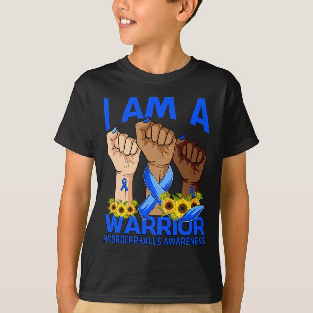 Camiseta Hand I Am A Warrior Hydrocephalus Awareness Sunflo (Anverso)